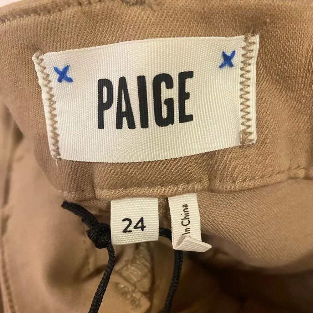 NWT PAIGE Carly Coated Wide Leg Cargo Pants French Latte Luxe Coating Size 24 - Picture 6 of 6